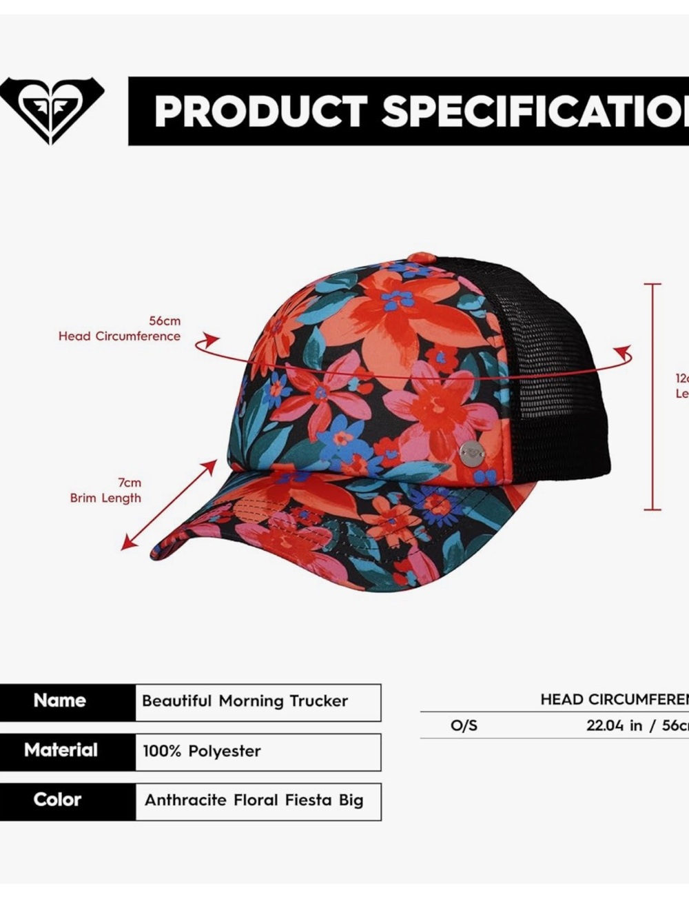Roxy Women's Water Come Down Trucker hat 🌺💐🌷🌹🌸nwt - Picture 5 of 7